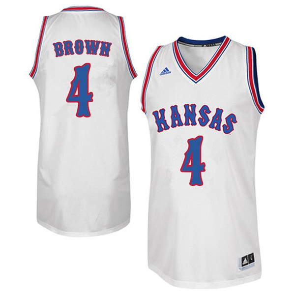 Men #4 Jada Brown Kansas Jayhawks Retro Throwback College Basketball Jerseys Sale-White